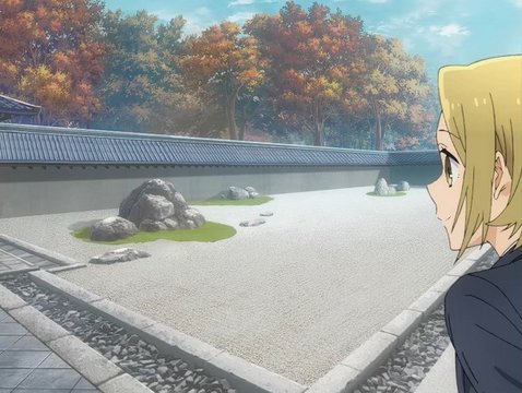 Conversation before the karesansui garden
